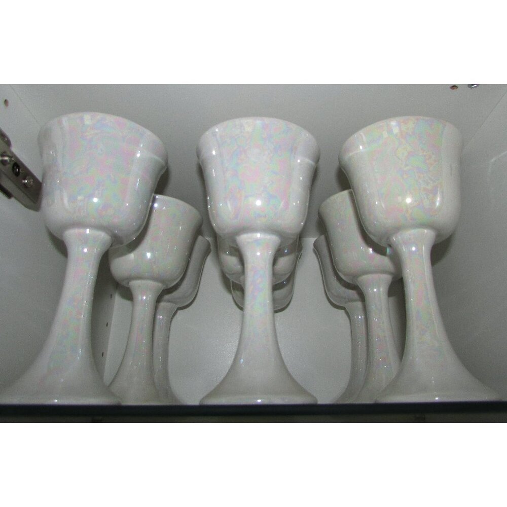 Hand-made Pearlized Ceramic Goblets - Set of 12